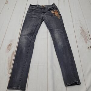 Women’s Gray Embroidered Slim Jeans